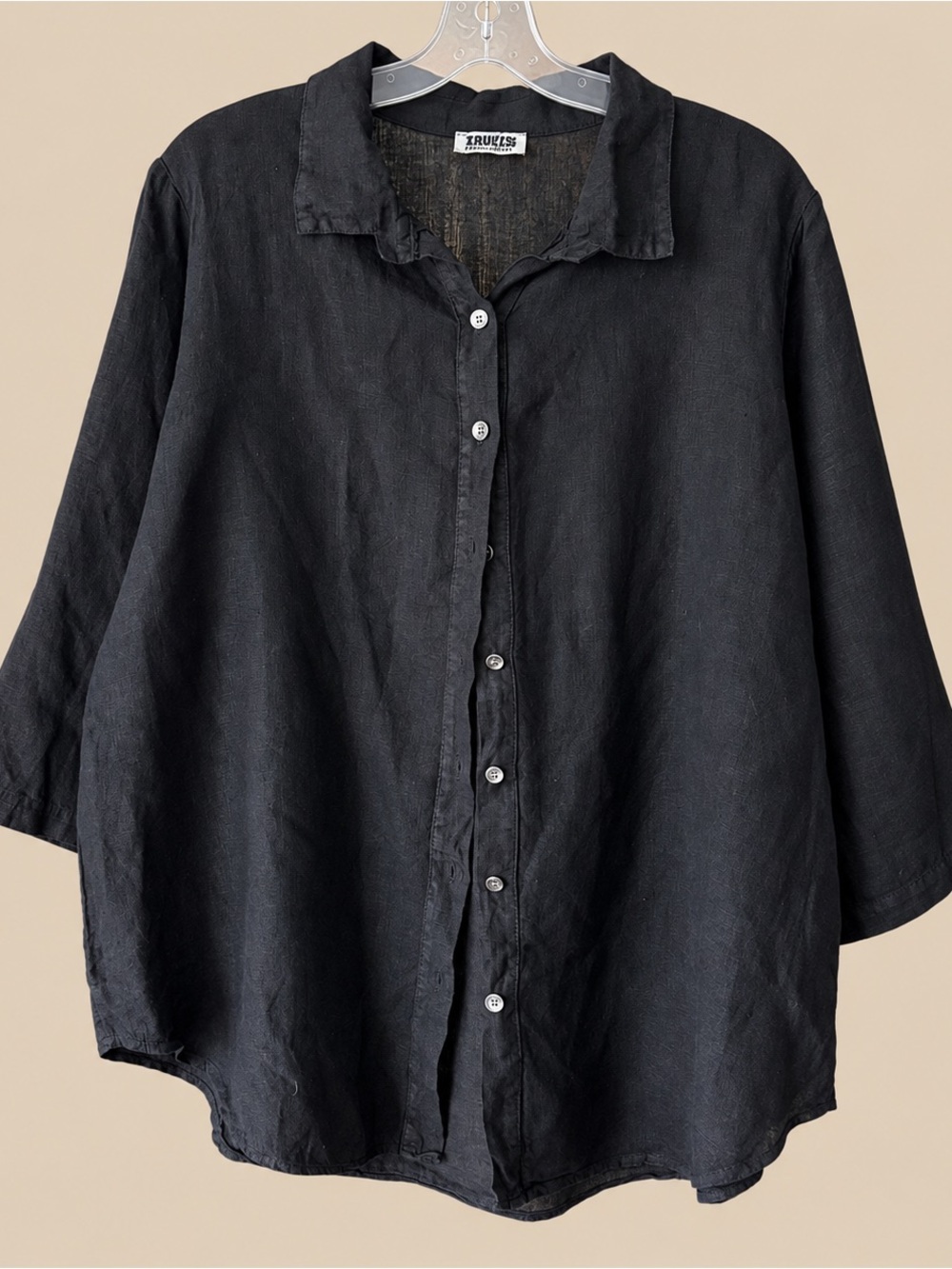 Minimalist 100% Linen Mid Weight Button Down L